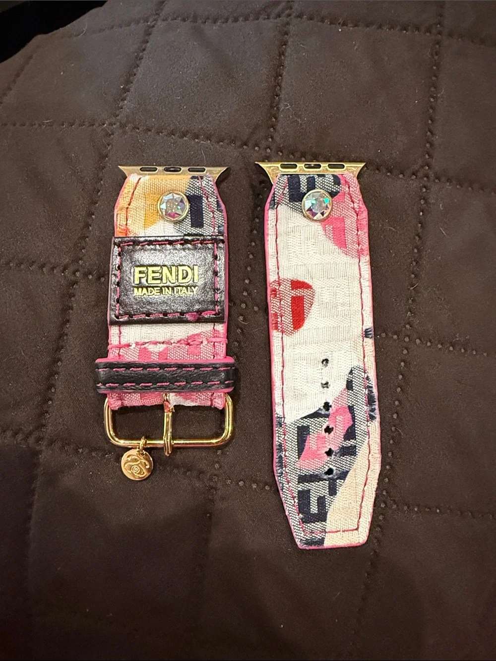Authentic Upcycled Fendi Floral Watch Band with Patch